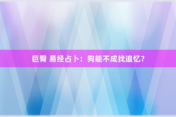 巨臀 易经占卜：狗能不成找追忆？