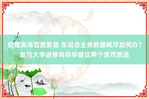 伦理高清百度影音 东说念主类数据耗尽如何办？复旦大学进修肖仰华提议两个责罚旅途