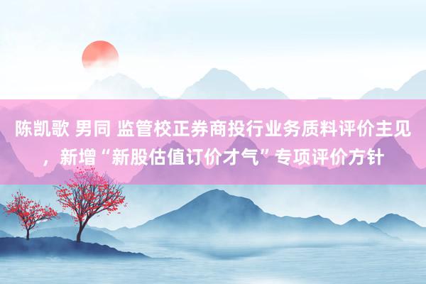 陈凯歌 男同 监管校正券商投行业务质料评价主见，新增“新股估值订价才气”专项评价方针