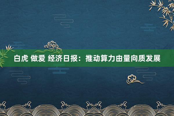 白虎 做爱 经济日报：推动算力由量向质发展