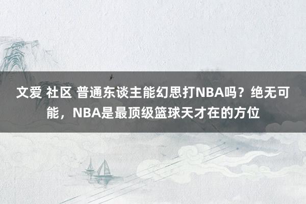 文爱 社区 普通东谈主能幻思打NBA吗？绝无可能，NBA是最顶级篮球天才在的方位