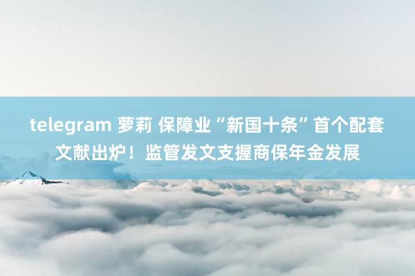 telegram 萝莉 保障业“新国十条”首个配套文献出炉！监管发文支握商保年金发展