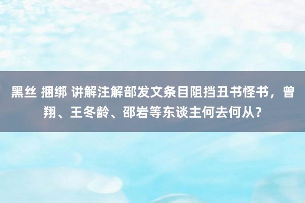 黑丝 捆绑 讲解注解部发文条目阻挡丑书怪书，曾翔、王冬龄、邵岩等东谈主何去何从？