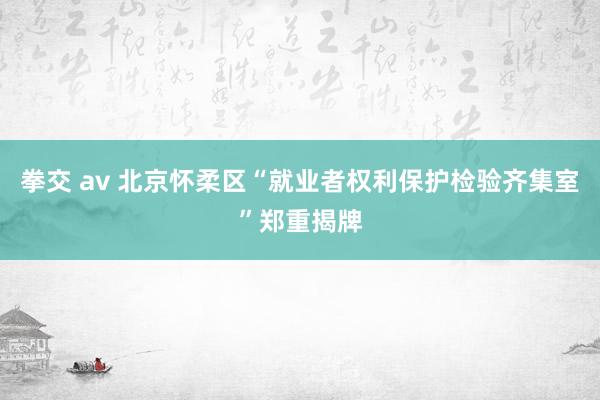 拳交 av 北京怀柔区“就业者权利保护检验齐集室”郑重揭牌