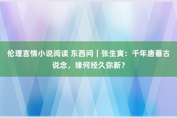 伦理言情小说阅读 东西问｜张生寅：千年唐蕃古说念，缘何经久弥新？