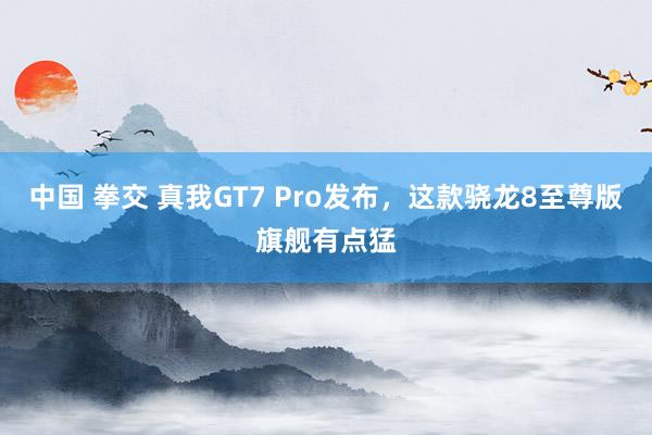 中国 拳交 真我GT7 Pro发布，这款骁龙8至尊版旗舰有点猛