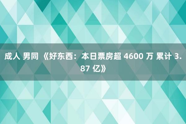 成人 男同 《好东西：本日票房超 4600 万 累计 3.87 亿》