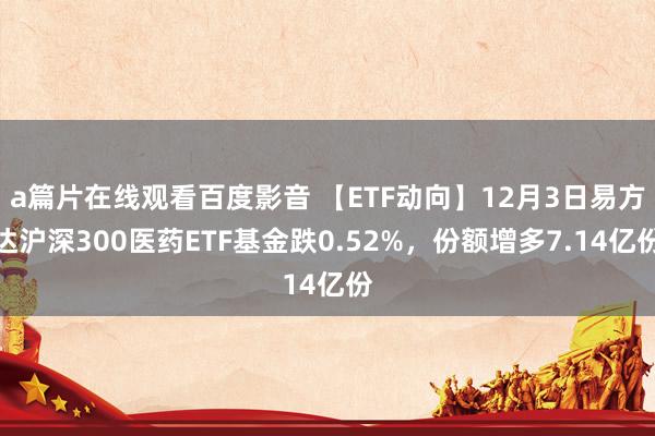 a篇片在线观看百度影音 【ETF动向】12月3日易方达沪深300医药ETF基金跌0.52%，份额增多7.14亿份