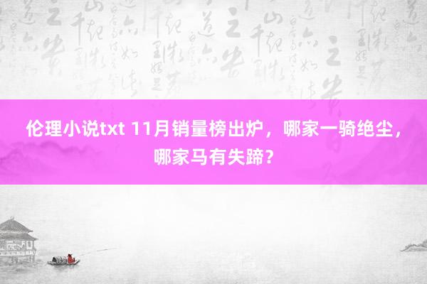 伦理小说txt 11月销量榜出炉，哪家一骑绝尘，哪家马有失蹄？