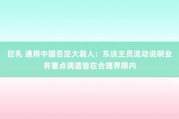 巨乳 通用中国否定大裁人：东谈主员流动说明业务重点调遣皆在合理界限内