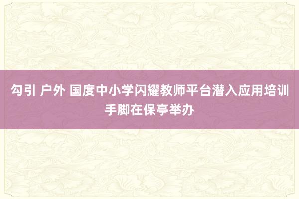 勾引 户外 国度中小学闪耀教师平台潜入应用培训手脚在保亭举办