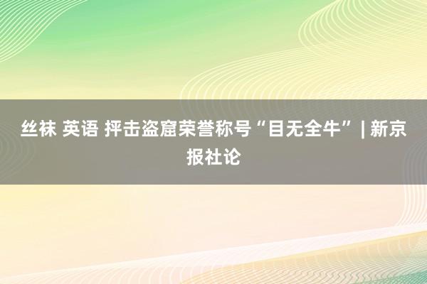 丝袜 英语 抨击盗窟荣誉称号“目无全牛” | 新京报社论