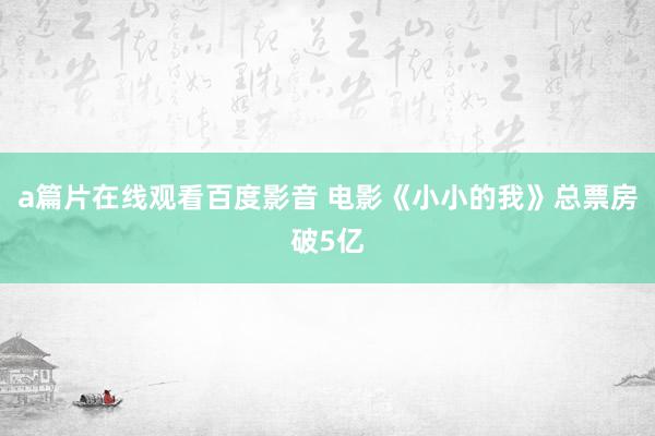 a篇片在线观看百度影音 电影《小小的我》总票房破5亿