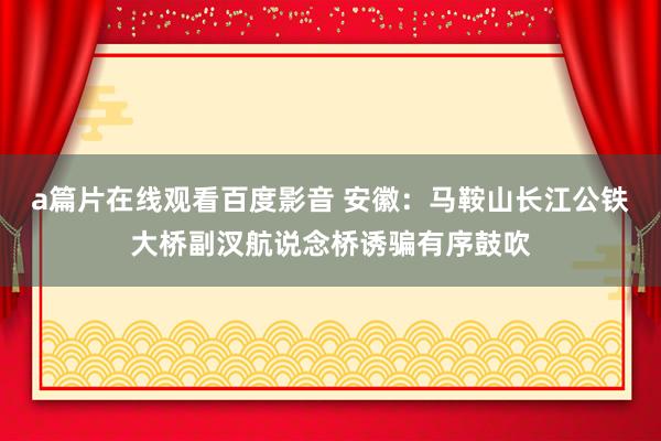 a篇片在线观看百度影音 安徽：马鞍山长江公铁大桥副汊航说念桥诱骗有序鼓吹