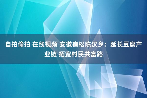 自拍偷拍 在线视频 安徽宿松陈汉乡：延长豆腐产业链 拓宽村民共富路